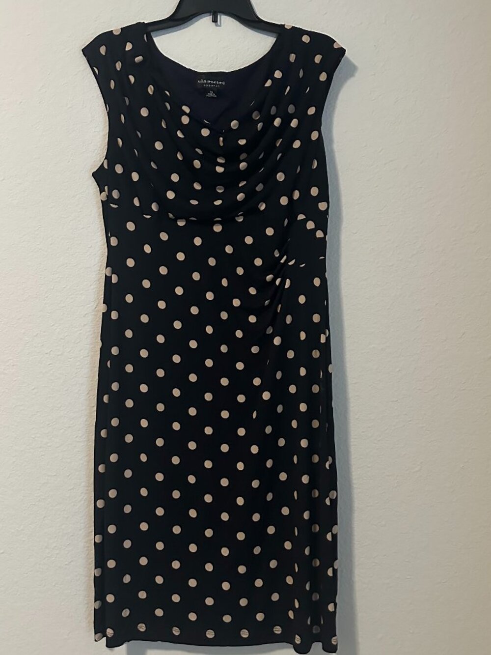 Connected Apparel Black and dotted Tan Leaf Midi Dress